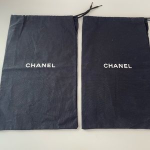 2 Black Chanel Shoe Dustbags Drawstring